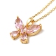 Pink Cubic Zirconia Pendant Necklace(NJEW-H161-01H)-2
