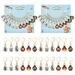 Alloy Enamel Pendant Stitch Markers, Crochet Leverback Hoop Charms, Locking Stitch Marker with Wine Glass Charm Ring, Light Bulb with Snake/Tiger/Fire Pattern, Mixed Color, 3.7cm, 6 style, 2pcs/style, 12pcs/set(HJEW-AB00237)