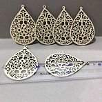 Maple Wood Pendants, Hollow, Teardrop, BurlyWood, 73x51mm, Hole: 1.6mm(X1-WOOD-TAC0007-17)