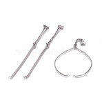 Tarnish Resistant Stainless Steel Slider Bracelet Making, with Box Chains, Mixed Shapes, Stainless Steel Color, Single Chain: 4-1/4 inch(10.9cm), Total Length about 8-5/8 inch(21.8cm)(AJEW-JB00478)