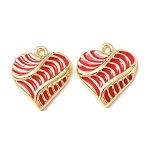 Alloy Enamel Pendants, Heart Charms, Rack Plating, Golden, Red, 20x18x4mm, Hole: 1.8mm(AL-CBA7256-06G)