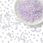 70G Transparent Spray Painted Glass Beads, Cone, AB Color Plated, Faceted,, Lilac, 4~4.5x3.5mm, Hole: 1.4~1.6mm(EGLA-YW0005-30B)