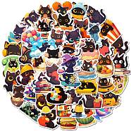 50Pcs Cartoon Cat Paper Self-Adhesive Picture Stickers, for Water Bottles, Laptop, Luggage, Cup, Computer, Mobile Phone, Skateboard, Guitar Stickers Decor, Mixed Color, 50~52x36~50x0.1mm, 50pcs/set(STIC-C010-13)