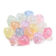 Luminous Acrylic Beads, Glitter Pendants, Glow in the Dark, Heart, Mixed Color, 18x17.5x13mm, Hole: 3mm(X-MACR-D024-31)