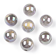 Translucent Resin Beads, Glitter Beads, Round, Light Grey, 8x7.5mm, Hole: 1.8mm(RESI-Z015-04I)