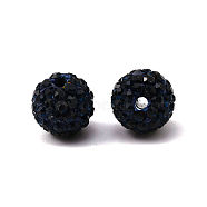 Pave Disco Ball Beads, Polymer Clay Rhinestone Beads, Round, Montana, 10mm, Hole: 1.5mm(X-RB-A130-10mm-7)