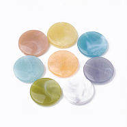 Imitation Gemstone Acrylic Beads, Imitation Jelly Style, Flat Round, Mixed Color, 21x5mm, Hole: 1.5mm, about 312pcs/500g(JACR-S047-001)