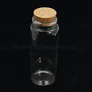 Glass Jar Glass Bottle for Bead Containers, with Cork Stopper, Wishing Bottle, Clear, 127x47mm, Bottleneck: 35.5~36mm in diameter, Capacity: 55ml(1.85 fl. oz)(X-CON-E008-127x47mm)