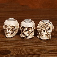 Halloween Skull Resin Candlestick, Tealight Candle Holder for Countertop Home Party Holiday, 55x45x50mm, 3pcs/set(PW-WG61B8F-02)