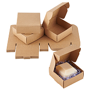 Kraft Paper Box, Folding Box, Square, Tan, 8.5x8.5x3.5cm(CON-PH0001-95B)