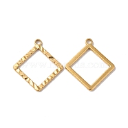 Ion Plating(IP) 304 Stainless Steel Pendants, Rhombus Charm, Real 18K Gold Plated, 30.5x27.5x2mm, Hole: 3mm(STAS-H212-20G)