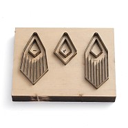 Wood Cutting Dies, with Steel, Leather Mold, for DIY Scrapbooking/Photo Album, Decorative Embossing DIY Paper Card, Rhombus, 89x119x24mm, Rhombus: 64x31.5mm and 19.5x13.5mm, 19.5x13.5mm and 38.5x25mm, 68.5x25.5mm and 19.5x13mm(DIY-WH0166-06B)