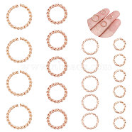 60Pcs 4 Styles 304 Stainless Steel Jump Rings, Open Jump Rings, Twisted, Rose Gold, 6~12x1~1.5mm, Inner Diameter: 4~9mm, 15pcs/style(STAS-UN0038-41)