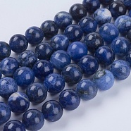 Natural Sodalite Beads Strands, Round, 10mm, Hole: 1mm, about 19pcs/strand, 7.6 inch(G-G515-10mm-07)