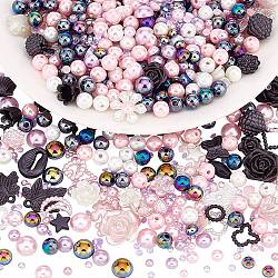 Elite DIY Jewelry Making Finding Kit, Including Resin Cabochons and Beads, Acrylic Beads, Flower & Butterfly & Ring & Half Round, Mixed Color, 3~30x4~41x2~9mm, Hole: 1.4~2.5mm(DIY-PH0013-37)