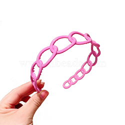Plastic Curb Chains Shape Hair Bands, Wide Hair Accessories for Women, Hot Pink, 120mm(OHAR-PW0003-188I)