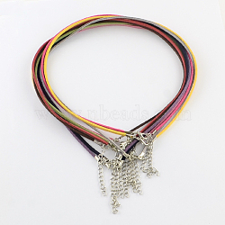 2mm Faux Suede Cord Necklace Making with Iron Chains & Lobster Claw Clasps, Mixed Color, 44x0.2cm(NCOR-R029-M)