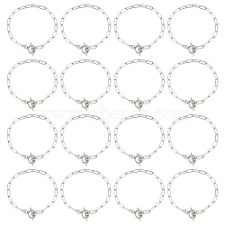 20Pcs 304 Stainless Steel Paperclip Chain Bracelets Set for Men Women, Stainless Steel Color, 7-1/4 inch(18.5cm)(BJEW-UN0001-40)
