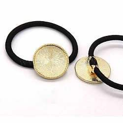 Zinc Alloy Cabochon Settings, Hair Ties Findings, Flat Round, Golden, 25mm, Tray: 22mm, 10pcs/bag(OHAR-PW0001-236C)