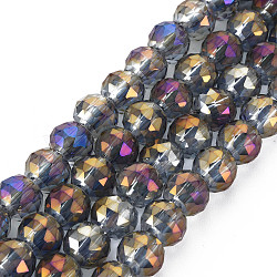 Electroplate Transparent Glass Beads Strands, Faceted, Round, Medium Orchid, 8.5x10mm, Hole: 2mm, about 72pcs/strand, 19.84 inch(50.4cm)(EGLA-T008-23-A02)