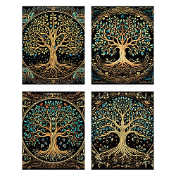 Tarot Tapestry, Polyester Bohemian Astrology Wall Tapestry, for Bedroom Living Room Decoration, Rectangle, Tree of Life, 500x400mm, 4pcs/set(AJEW-WH0521-09)