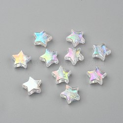 Eco-Friendly Transparent Acrylic Beads, Star, Clear AB, AB Color, about 10mm in diameter, 4mm thick, hole:1.5mm. about 2140pcs/500g(PL556-1)