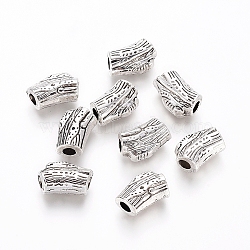Tibetan Style Alloy Beads, Trunk, Antique Silver, 12x8x5mm, Hole: 2.5mm(TIBEB-G013-02AS)