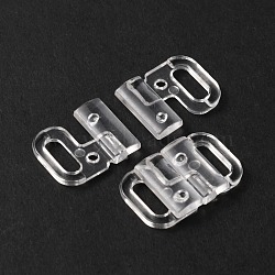 Plastic Bikini Clips, Bra Clasp Replacement Part, Lingerie Snap Closure, Clear, 15x24.5x3.5mm, Hole: 3x9.5mm(FIND-WH0042-79B-01)