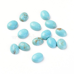 Natural Magnesite Cabochons, Dyed, Oval, Deep Sky Blue, 10x8x4mm(TURQ-L031-038A-01)