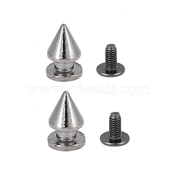 Iron Rivets Set, for Clothes Bag Shoes Leather Craft, Cone, Gunmetal, 7~11.5x7~7.5mm, Hole: 4mm(IFIN-WH0057-42B)