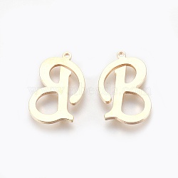 Rack Plating Brass Pendants, Letter, Light Gold, Letter.B, 14.5~20.5x12.5~13.5x1mm, Hole: 0.8~1mm(X-KK-P167-08KCG-B)