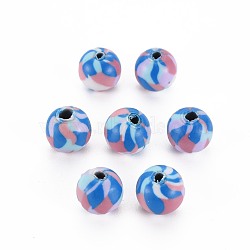 Handmade Polymer Clay Beads, for DIY Jewelry Crafts Supplies, Round, Sky Blue, 8.5~9x8mm, Hole: 1.8mm(CLAY-N008-054A-06)