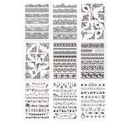 9 Sheets 9 Styles PVC Plastic Stamps, for DIY Scrapbooking, Photo Album Decorative, Cards Making, Stamp Sheets, Mixed Patterns, 16x11x0.3cm, 1sheet/style(DIY-GL0001-58)