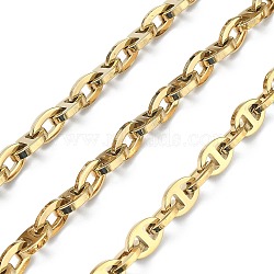 Ion Plating(IP) 201 Stainless Steel Oval Link Chains, Unwelded, with Spool, Golden, 9.5x6x1.5mm and 9x5.5x1mm(CHS-E030-01G-01)