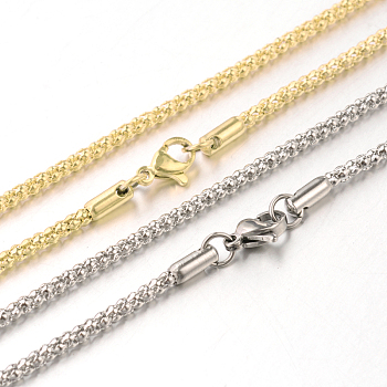 304 Stainless Steel Popcorn Chain Necklaces, with Lobster Claw Clasps, Mixed Color, 15.7 inch(39.9cm)x2.5mm