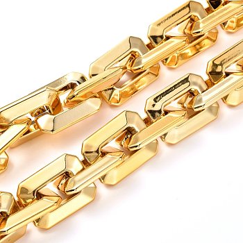 CCB Plastic Boston Link Chains, Rectangle, Gold, 28x21x6mm, 39.37 inch(1m)/strand
