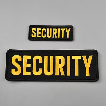 Security Personnel Polyester Embroidered Appliques, Ornament Accessories, Sewing Craft Decoration, Gold, 46~88x130~255x3mm