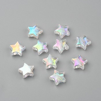 Eco-Friendly Transparent Acrylic Beads, Star, Clear AB, AB Color, about 10mm in diameter, 4mm thick, hole:1.5mm. about 2140pcs/500g