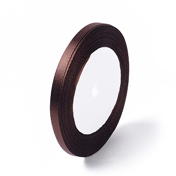 Single Face Satin Ribbon, Polyester Ribbon, Brown, 1/4 inch(6mm), about 25yards/roll(22.86m/roll), 10rolls/group, 250yards/group(228.6m/group)