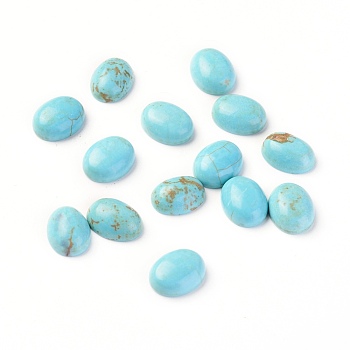 Natural Magnesite Cabochons, Dyed, Oval, Deep Sky Blue, 10x8x4mm