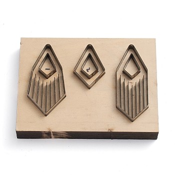 Wood Cutting Dies, with Steel, Leather Mold, for DIY Scrapbooking/Photo Album, Decorative Embossing DIY Paper Card, Rhombus, 89x119x24mm, Rhombus: 64x31.5mm and 19.5x13.5mm, 19.5x13.5mm and 38.5x25mm, 68.5x25.5mm and 19.5x13mm