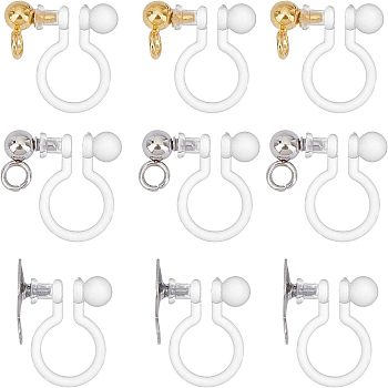 304 Stainless Steel Clip-on Earring Component, with Plastic, Mixed Color, 13x9x6mm, Hole: 1.5mm, 30pcs/box