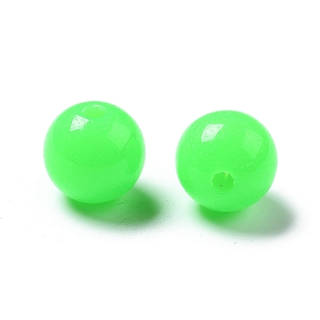Fluorescent Acrylic Beads, Round, Lime, 8mm, Hole: 1.5mm, about 1700pcs/500g