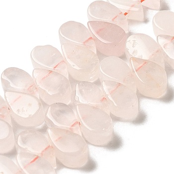 Natural Rose Quartz Beads Strands, Teardrop, Top Drilled, 9~10x5~5.5x3.5~4mm, Hole: 0.7mm, about 40~48pcs/strand, 7.09~7.28''(18~18.5cm).