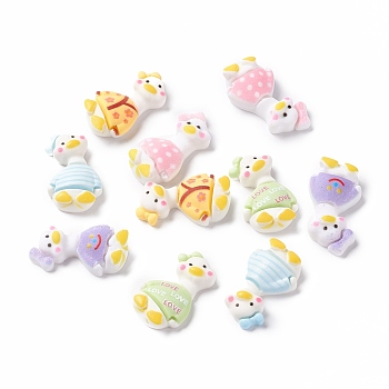 Opaque Resin Cabochons, Duck, Mixed Color, 24.5~26x16~17x6~7mm