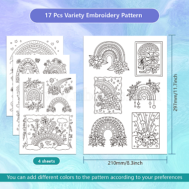 4 Sheets 11.6x8.2 Inch Stick and Stitch Embroidery Patterns(DIY-WH0455-018)-2