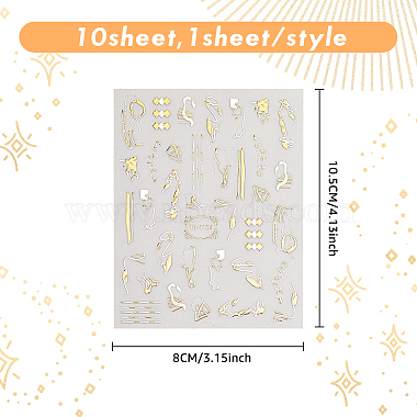 10 Sheets 10 Style Gold Stamping Wave French French Tips Nail Stickers(MRMJ-HY0002-33)-2