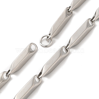 201 Stainless Steel Rectangle Bar Link Chain Necklace(NJEW-Q316-01A-P)-2