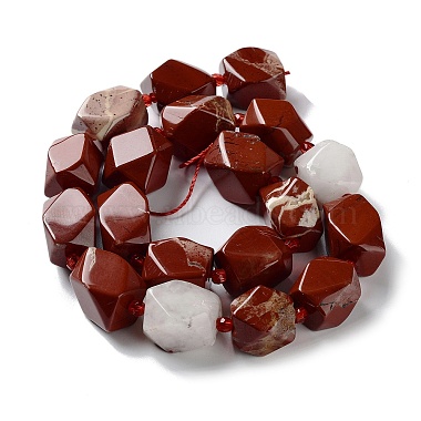 rouge naturel perles de jaspe brins(G-C182-12-02)-3