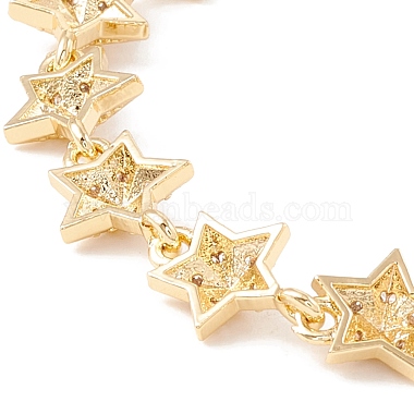 Clear Cubic Zirconia Pentagram Star Link Chains Bracelet(BJEW-I301-14G)-3